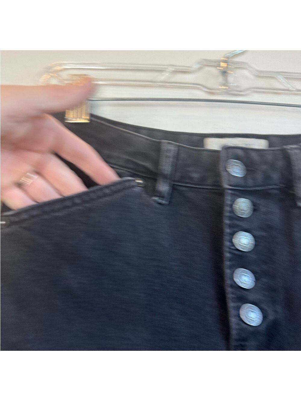 FREE PEOPLE High-Rise Black/Grey Stonewashed Denim - Picture 3 of 12